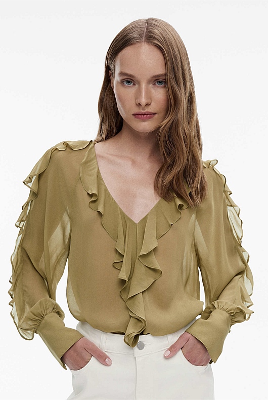 Ruffle Sleeve Blouse