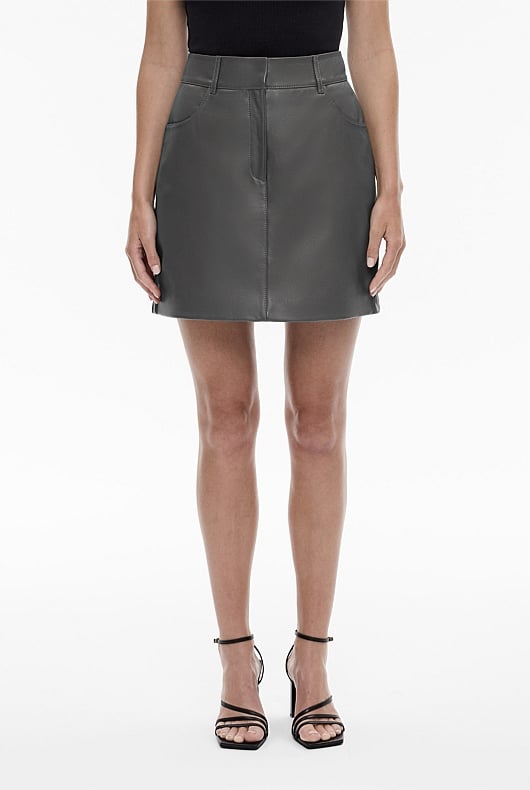 Leather Tailored Mini Skirt