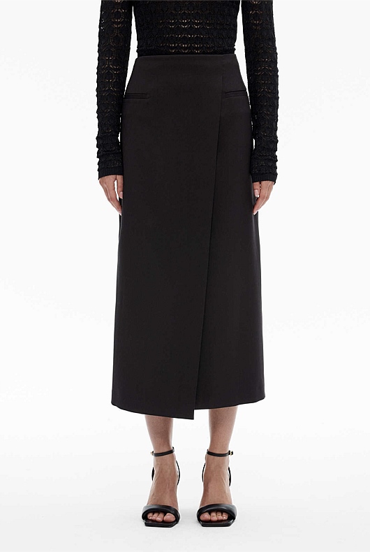 Tailored Wrap Maxi Skirt