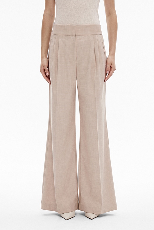 Yarn Dye Full Length Wide Leg Trouser