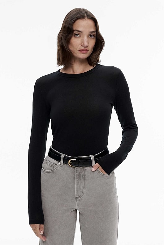 Wool Blend Crew Neck Top