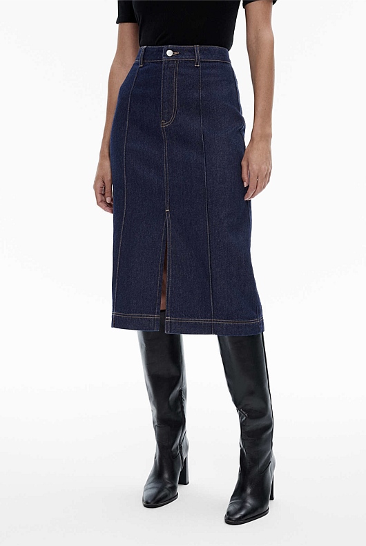 Denim Seam Front Skirt