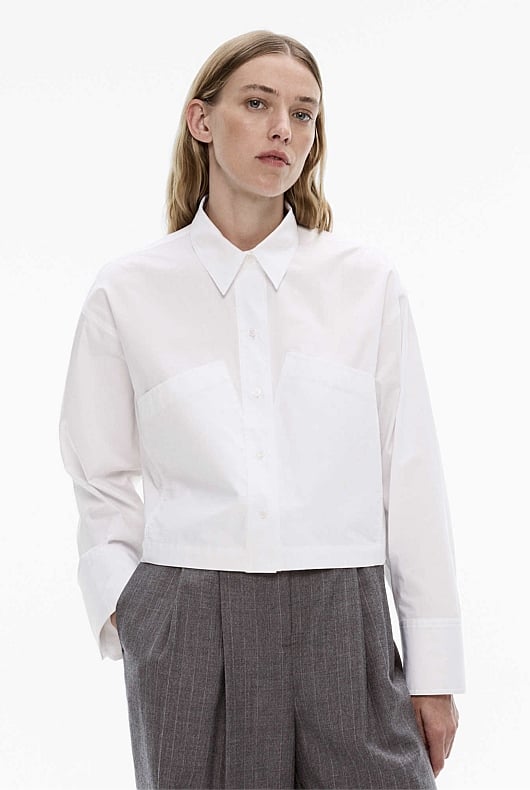 Cropped Pocket Detail Shirt