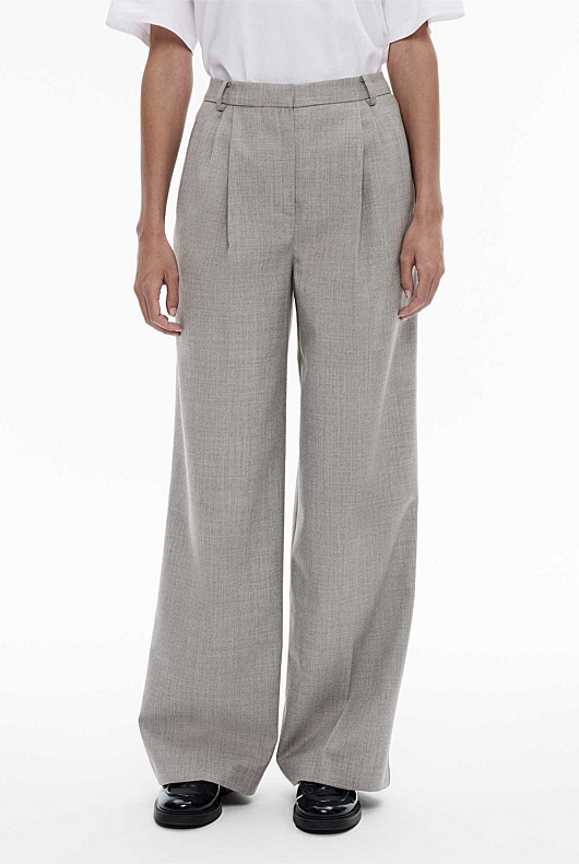 Wool Blend Relaxed Rise Trouser