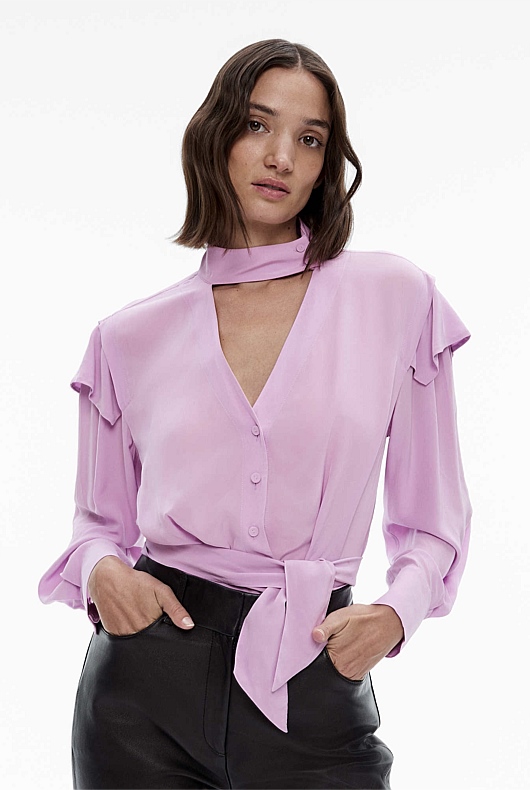 Tie V-Neck Blouse