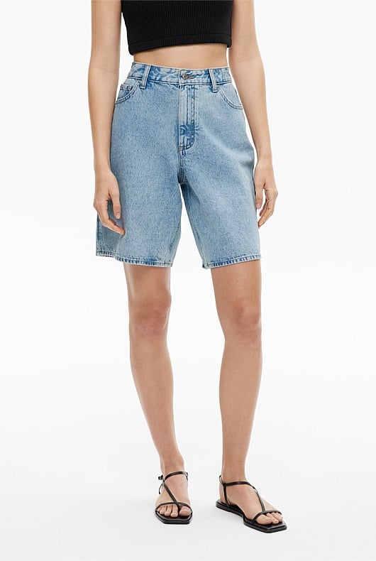 Denim bermuda shorts on sale