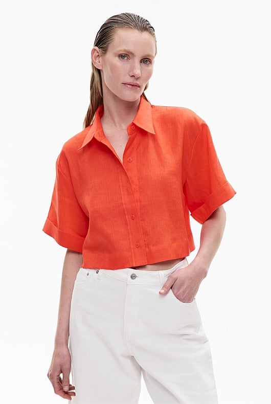 Linen Crop Shirt