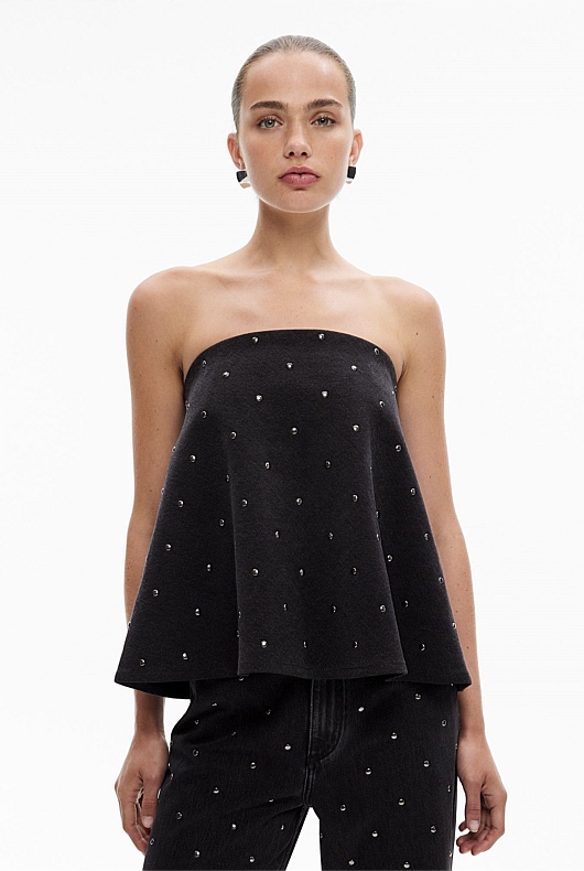 Studded Denim Top