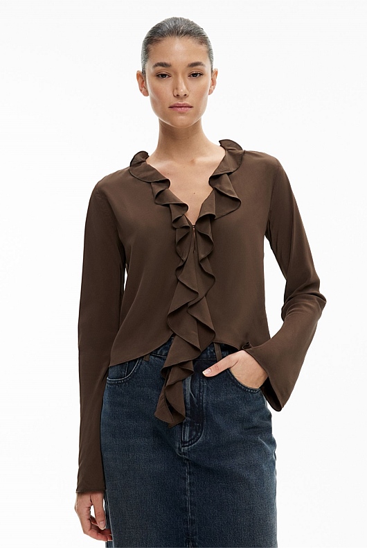 Ruffle V Neck Blouse