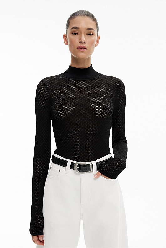 Lace High Neck Knit