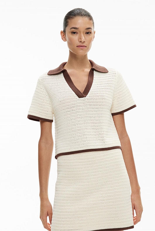 Stitch Detail Polo Knit