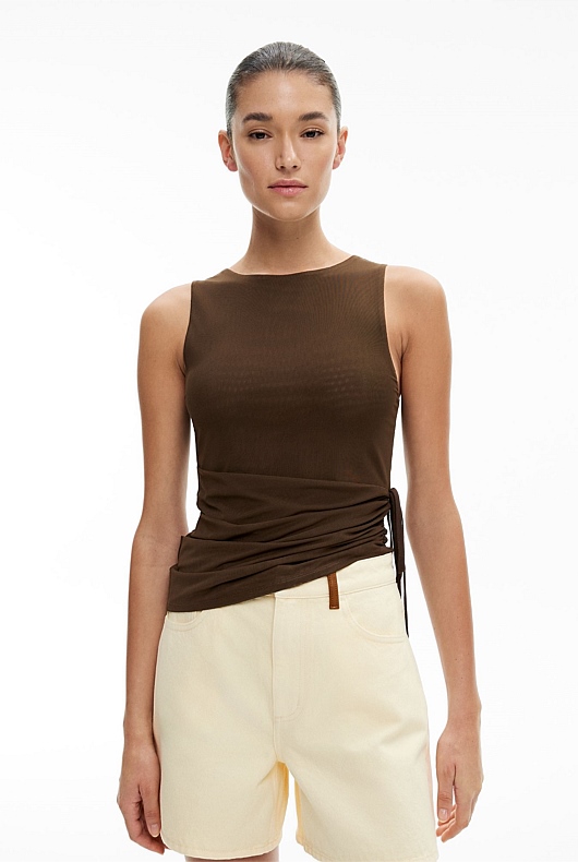 Tie Side Mesh Tank Top