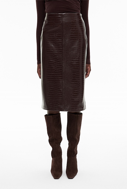 Croc Effect Midi Skirt