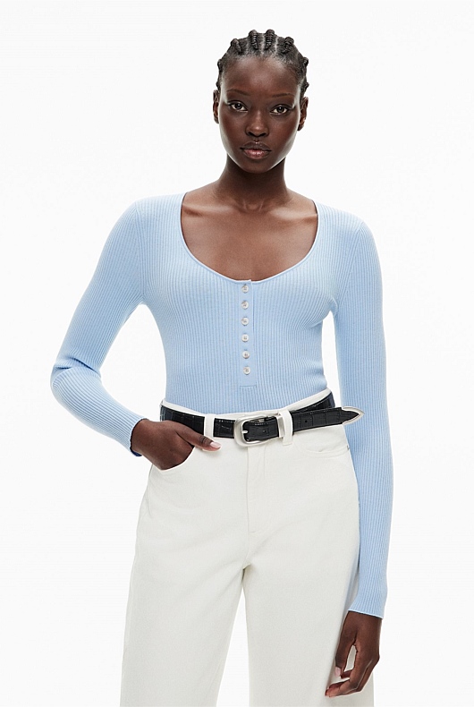 Scoop Henley Knit