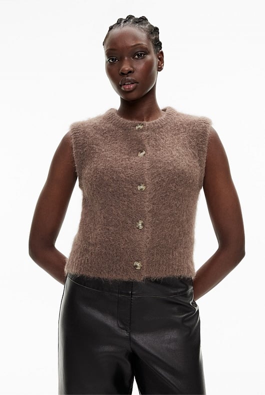 Fluffy Crew Knit Vest