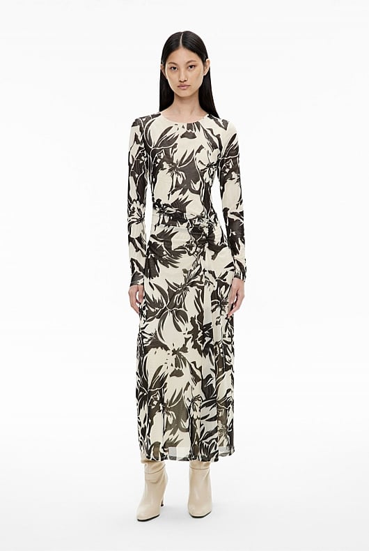 Crew Mesh Long Sleeve Dress