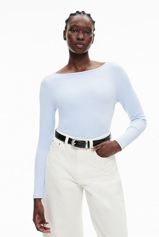 Rib Boat Neck Top