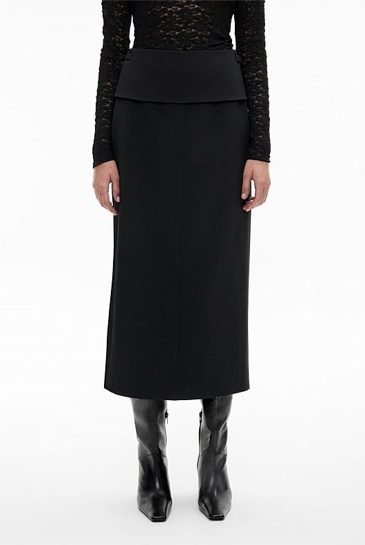 Waist Tab Midi Skirt