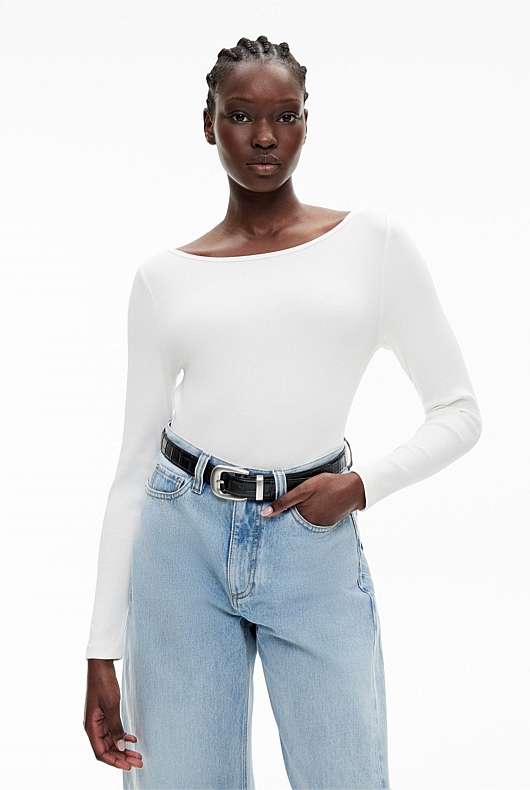 Rib Boat Neck Top