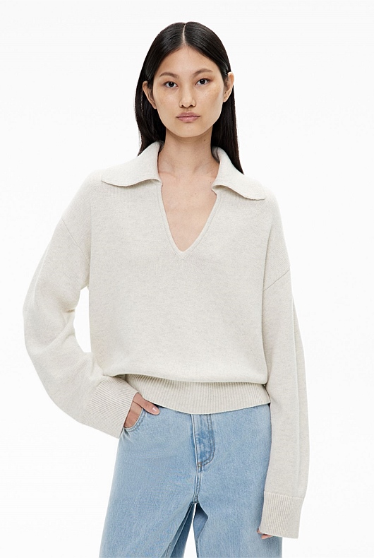 Collared V Neck Knit