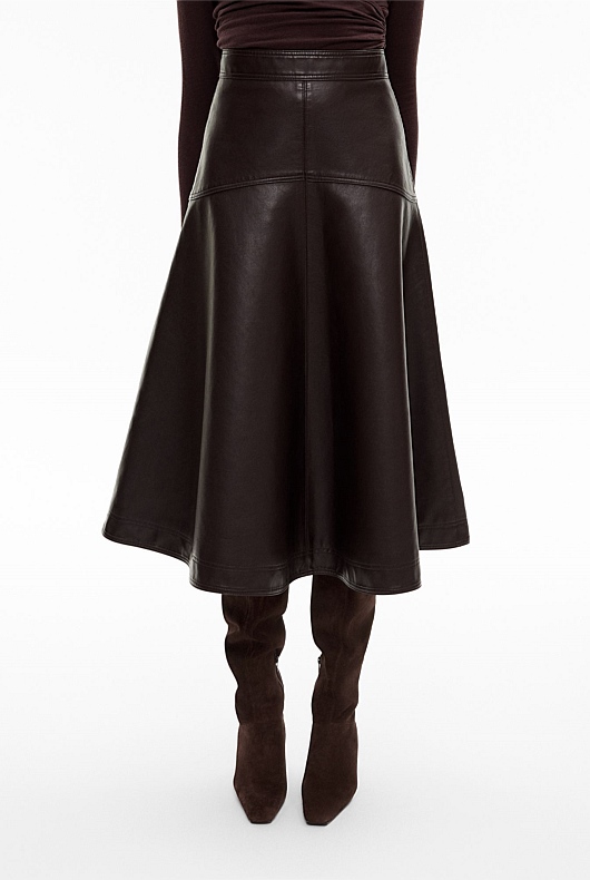 Spliced Faux Leather Skirt