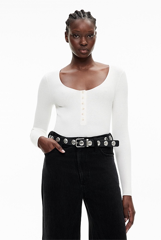 Scoop Henley Knit