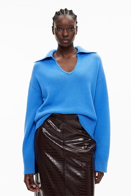 Collared V Neck Knit