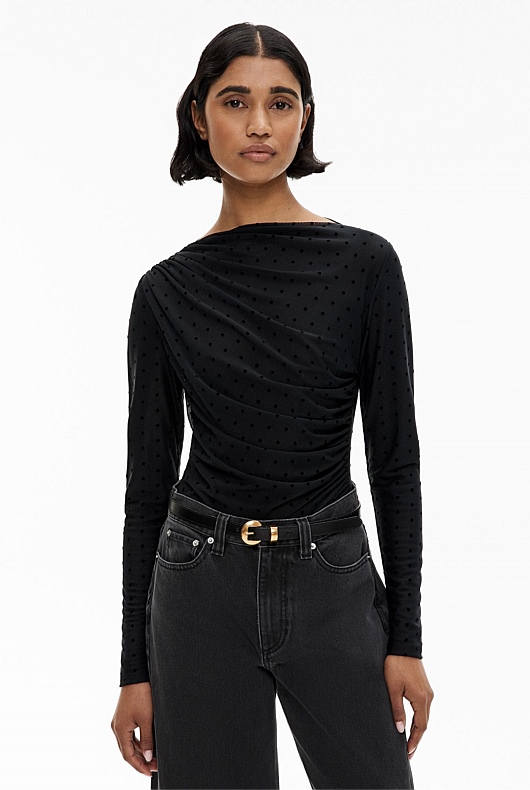 Mesh Drape Ls Top