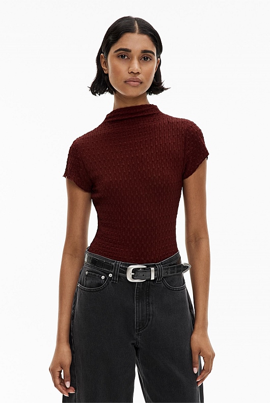 Textured Cap Sleeve T-shirt
