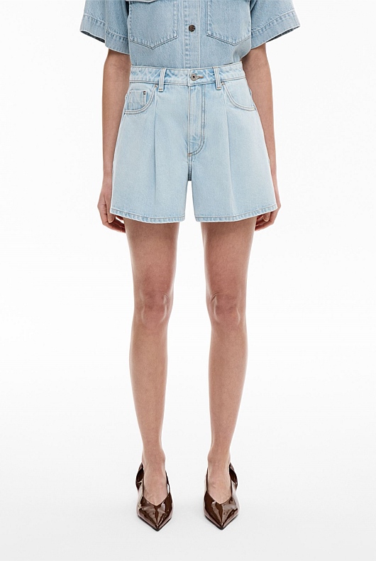 A Line Denim Shorts