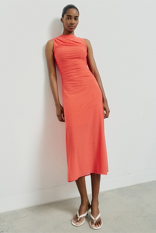 Mesh Drape Tank Dress