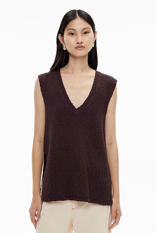 Textured V Neck Tank Top
