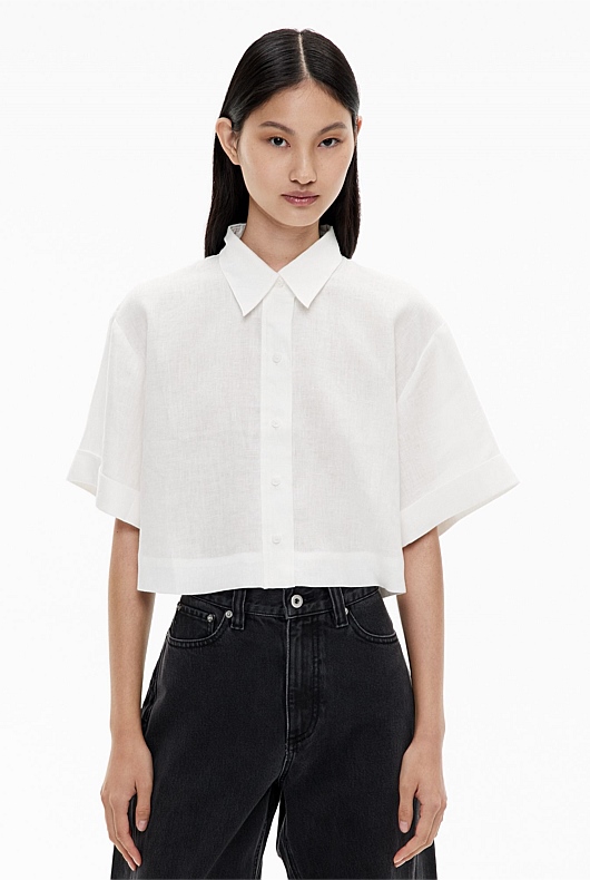 Linen Crop Shirt