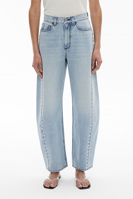 Stud Detail Barrel Leg Jeans