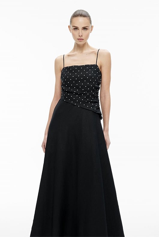 Spot Bodice Maxi Dress