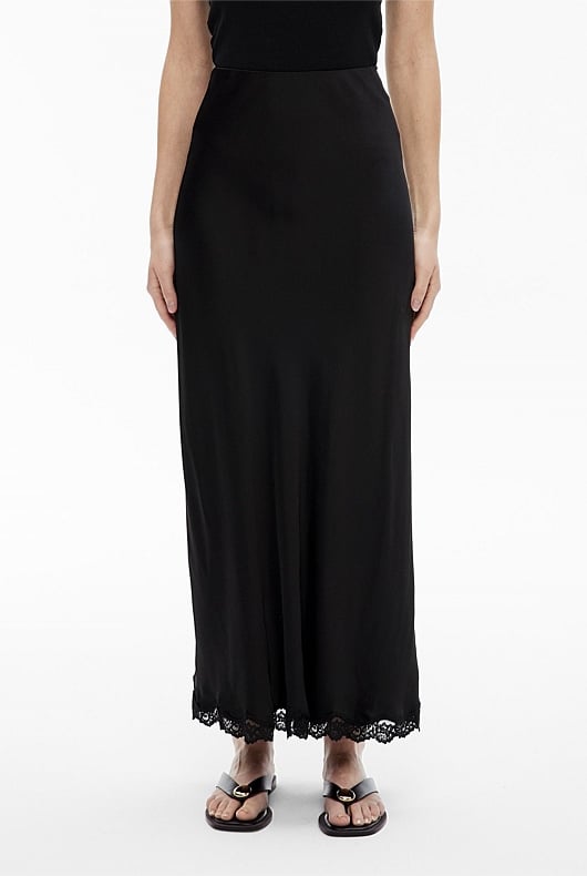 Lace Trim Maxi Skirt
