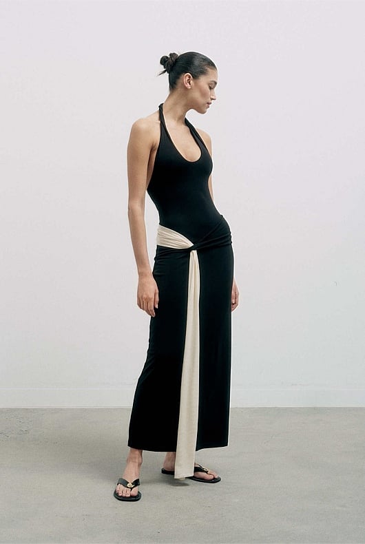 Contrast Drape Dress