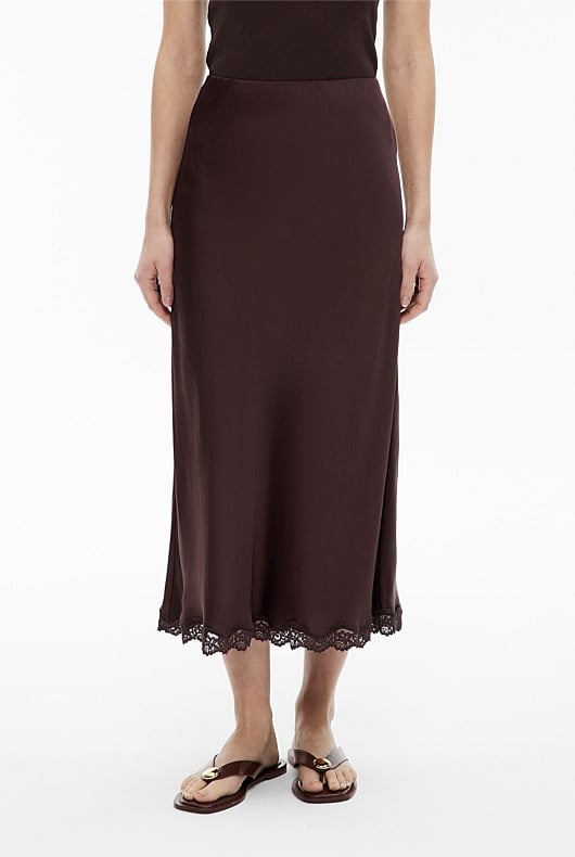 Lace Trim Maxi Skirt