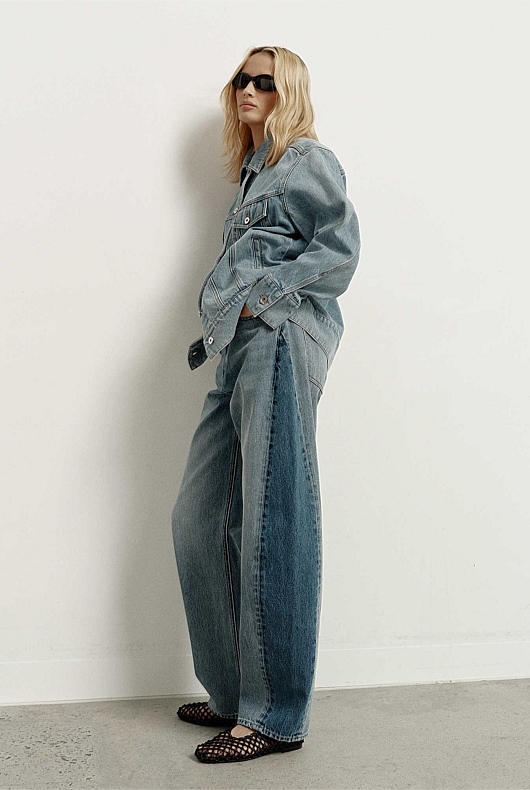 Contrast Barrel Jeans
