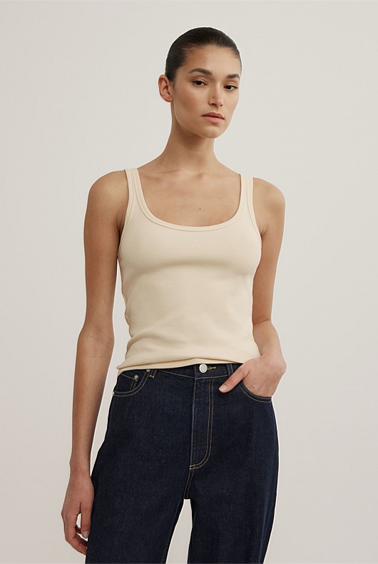 Fine Scoop Neck Tank Top