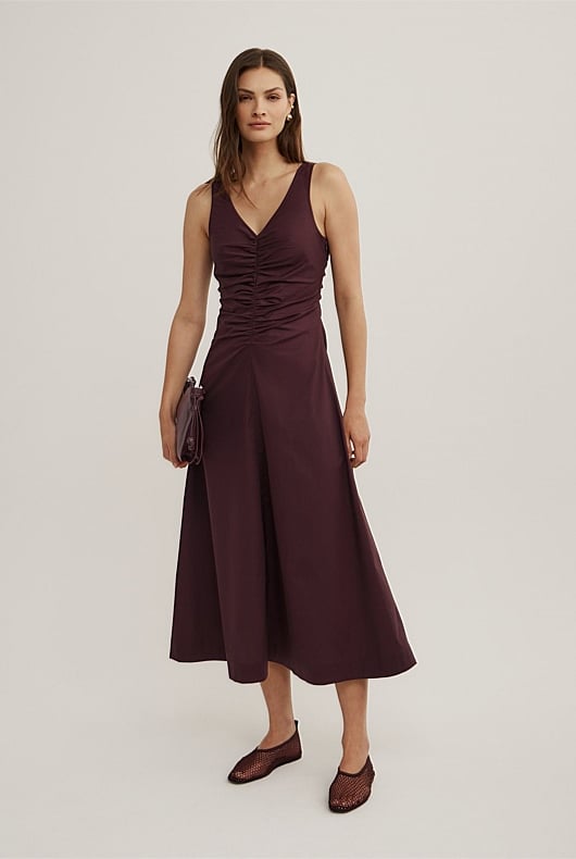 V Neck Gather Dress