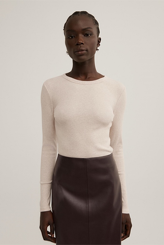Crew Rib Long Sleeve Top