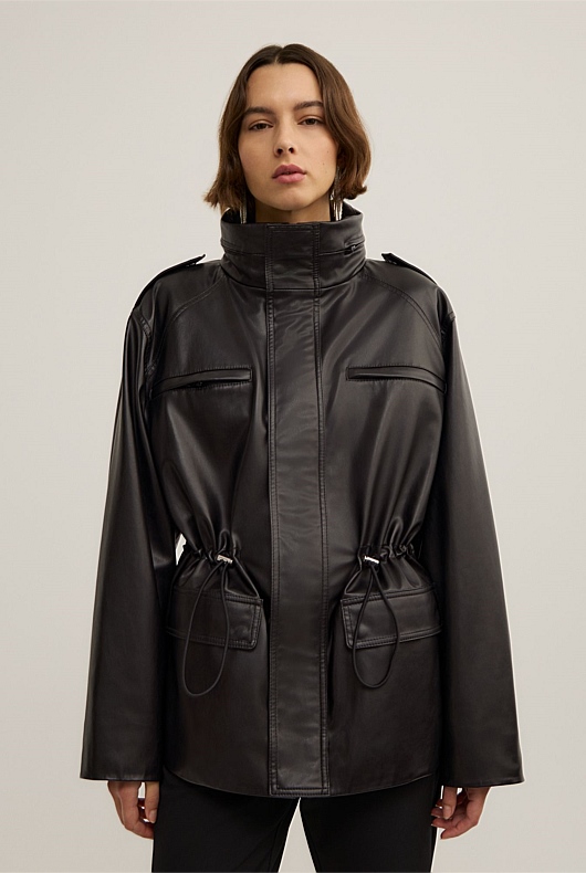 Drawcord Funnel Neck Jacket