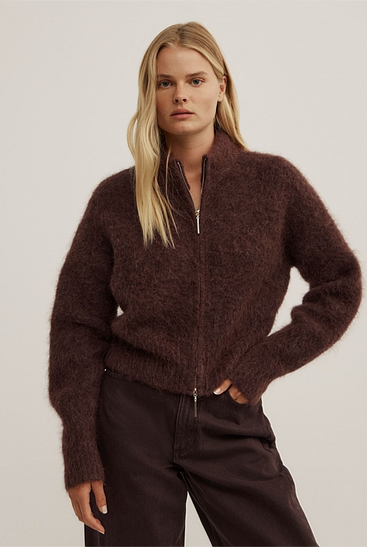 Fluffy Funnel Bomber Jacket