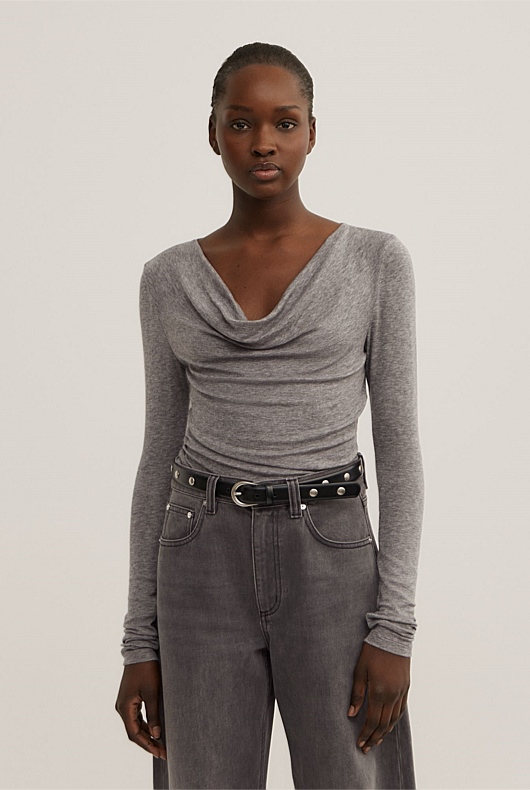 Cowl Neck Long Sleeve Top