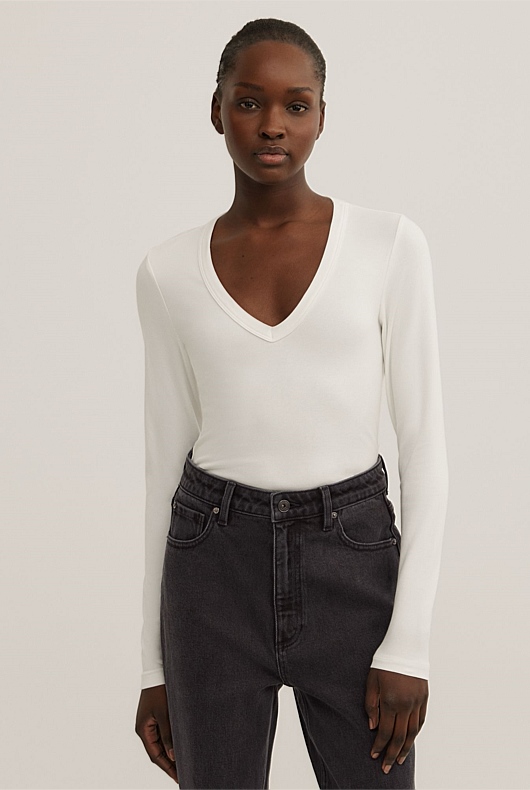 V-Neck Long Sleeve Top