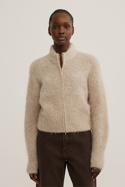 Fluffy Funnel Bomber Jacket