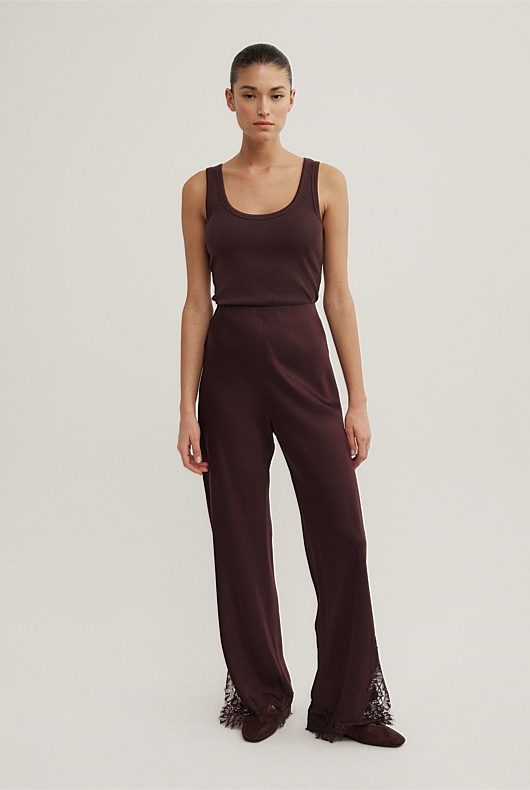Lace Trim Bias Pants