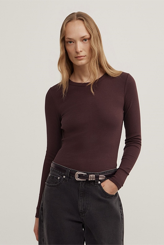 Crew Rib Long Sleeve Top