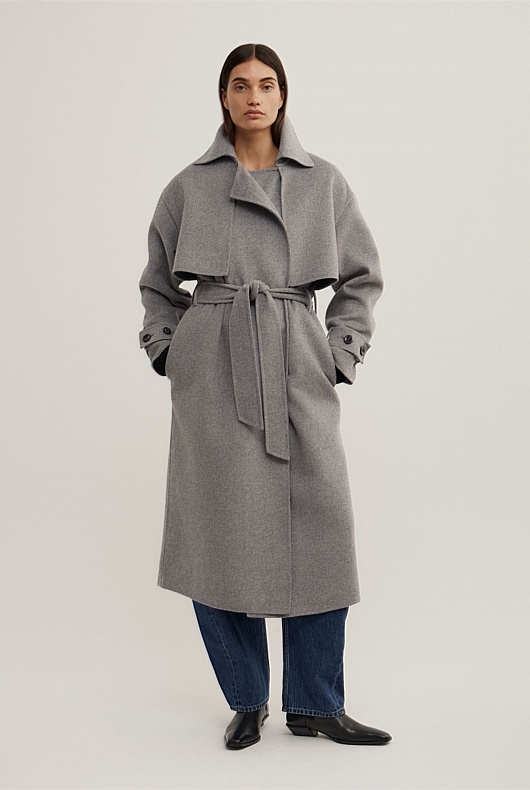 Wool Blend Trench Coat